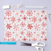 赤い冬の水の色の雪片 薄葉紙 (クラフト)