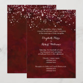 赤い冬の結婚式で白い雪 招待状 (正面/裏面)