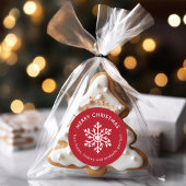 赤い冬の雪の花のクリスマスギフトタグステッカー ラウンドシール