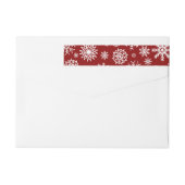 赤い冬の雪片のクリスマスの差出人住所 ラップアラウンドラベル (裏面)