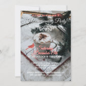 赤い冬休みのエレガントな引っ越し祝いパーティーのパーティー 招待状 (正面)