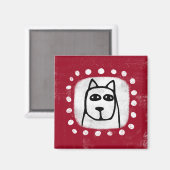 赤い冷蔵庫用マグネットの面白い犬 マグネット (正面/裏面)