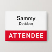 赤い出席者バッジのピンバックボタン3.5の名前タグ 缶バッジ (正面)