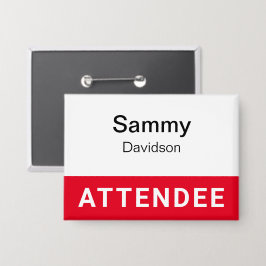 赤い出席者バッジのピンバックボタン3.5の名前タグ 缶バッジ