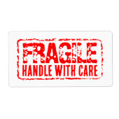 赤い出荷ラベ気にルを持つ脆弱なハンドル ラベル (正面)