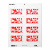 赤い出荷ラベ気にルを持つ脆弱なハンドル ラベル (フルシート)