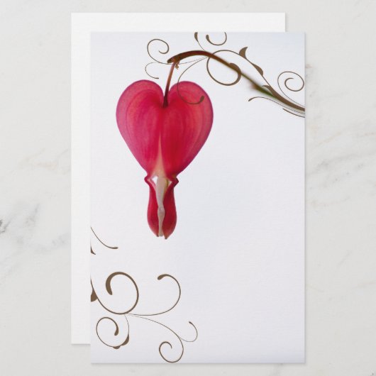 赤い出血ハート結婚の花 便箋 (正面/裏面)