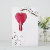 赤い出血ハート結婚の花 便箋 (スタンド正面)