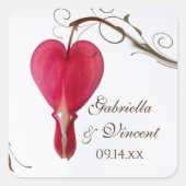 赤い出血ハート結婚花の封筒用シール スクエアシール (正面)