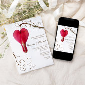 赤い出血ハート花婚約パーティ 招待状