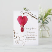赤い出血ハート花花結婚/駆け落ち 案内状 (スタンド正面)