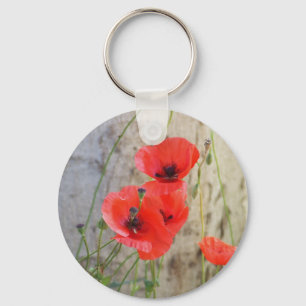 赤い分野のヒナゲシKeychain キーホルダー