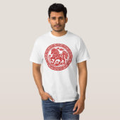赤い切り絵の馬の伝統芸術 Tシャツ (正面フル)