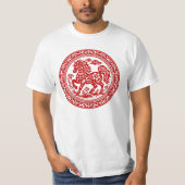 赤い切り絵の馬の伝統芸術 Tシャツ (正面)