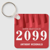 赤い列のタッセルフォト卒業キーチェーン キーホルダー (正面)