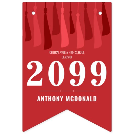 赤い列の房の写真の卒業式の束のフラグ バンティングフラッグ (第1の旗)