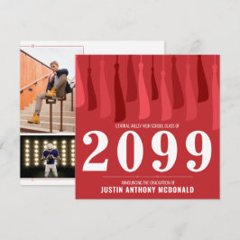 赤い列の房2写真卒業 招待状