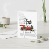 赤い列車のレールありがとう ノートカード