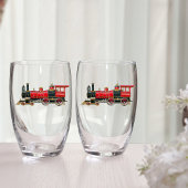 赤い列車 ステムなしワイングラス