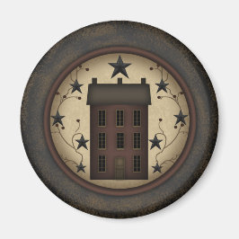 赤い初期のサルトボックスハウスマグネット マグネット