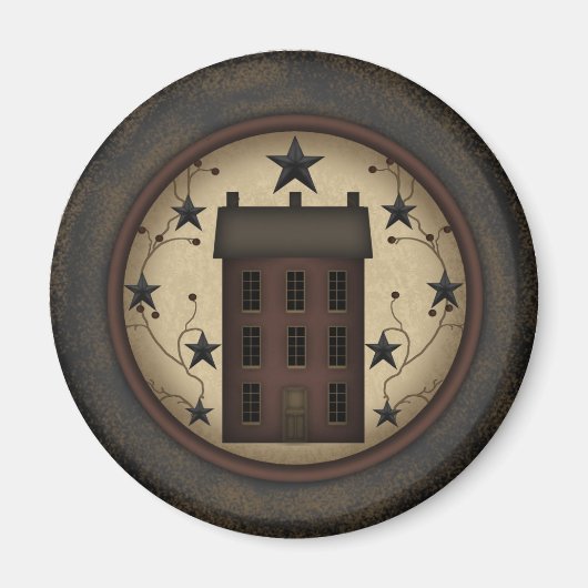 赤い初期のサルトボックスハウスマグネット マグネット (正面)