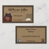 赤い初期のサルトボックスハウス&羊の編集可能 名刺 (正面/裏面)