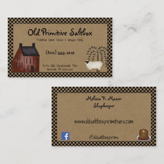 赤い初期のサルトボックスハウス&羊の編集可能 名刺 (正面/裏面)