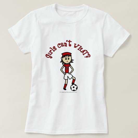 赤い制服を着た女子サッカー Tシャツ (デザイン正面)