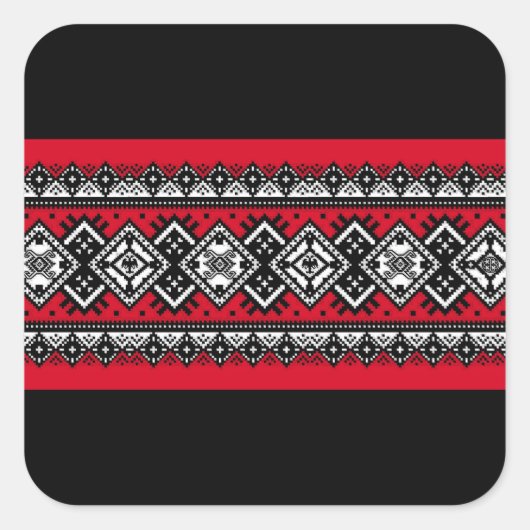 赤い刺繍 スクエアシール (正面)