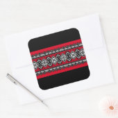 赤い刺繍 スクエアシール (封筒)