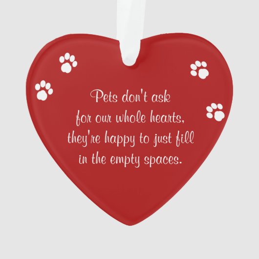 赤い前刷りペットの写真 オーナメント (裏面)