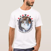 赤い前絵をハート猫記念写真 Tシャツ (正面)