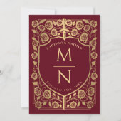 赤い剣と盾の紋章 中世結婚式 招待状 (裏面)