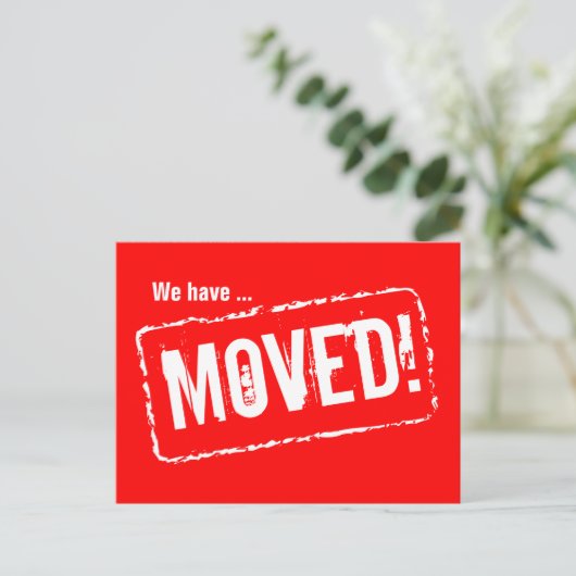 赤い動くポストカードとゴム印プリント 案内ポストカード (スタンド正面)