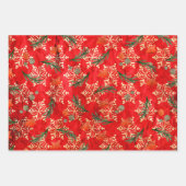 赤い動揺してクリスマスホリデー緑 ラッピングペーパーシート (正面3)