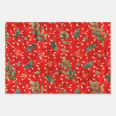 赤い動揺してクリスマスホリデー緑 ラッピングペーパーシート (正面2)