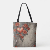 赤い動揺して花とバレンタインハート トートバッグ (裏面)