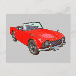 赤い勝利Tr4コンバーチブルスポーツカー ポストカード