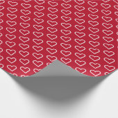 赤い包装紙のハートの形のデザイン ラッピングペーパー (角)