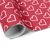 赤い包装紙のハートの形のデザイン ラッピングペーパー (ロールコーナー)
