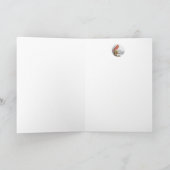 赤い北カーディナル鳥のフェンス上の水彩画 カード (内部)