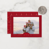 赤い北欧のセーターのクリスマスフォトカード ノートカード (正面/裏面インサイチュ)
