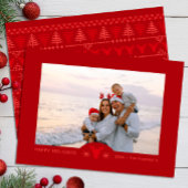 赤い北欧のセーターのクリスマスフォトカード ノートカード