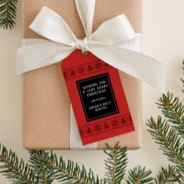 赤い北欧のセータークリスマス ギフトタグ