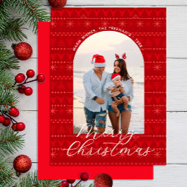 赤い北欧のセーター陽気なクリスマスフォトカード ノートカード