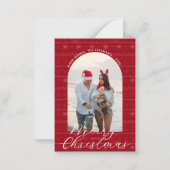 赤い北欧のセーター陽気なクリスマスフォトカード ノートカード (正面)
