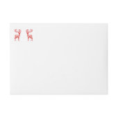 赤い北欧のトナカイがクリスマスを祝う ラップアラウンドラベル (正面)