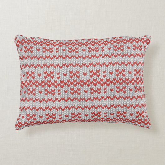 赤い北欧ニットアクセント枕 アクセントクッション (正面)