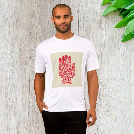 赤い医療の手のシンボル ヘルスケア Tシャツ
