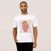赤い医療の手のシンボル ヘルスケア Tシャツ (正面フル)